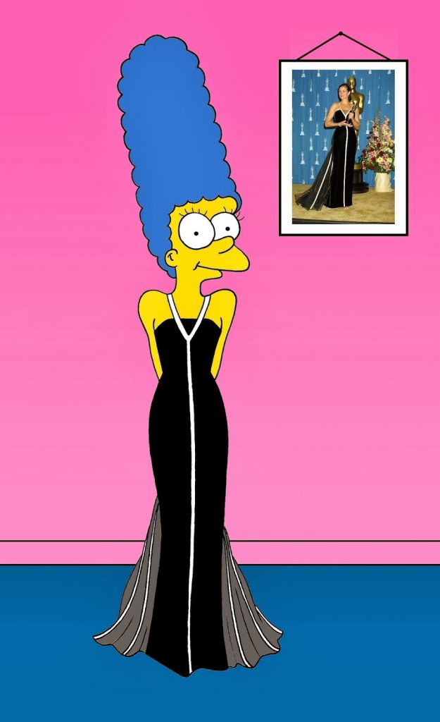 Marge Simpson como Julia Roberts (vestido de Valentino Garavani)