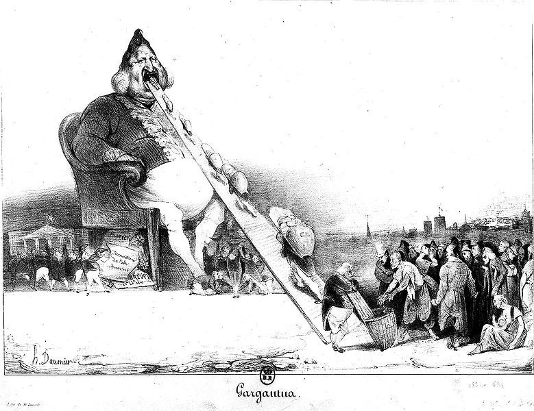 Gargântua, de Honoré Daumier, que ridicularizava o rei Luís Filipe. 